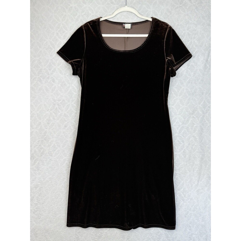 Vtg 90s Velvet Dress Large Chocolate Brown Whimsigoth Dark Romantic Moody Grunge